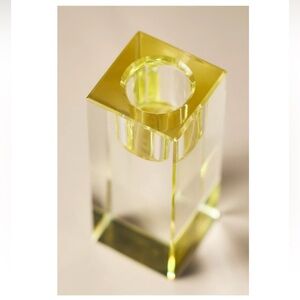 Anthropologie Modern Cut Yellow Glass Candle Holder (1): SOLD OUT ONLINE